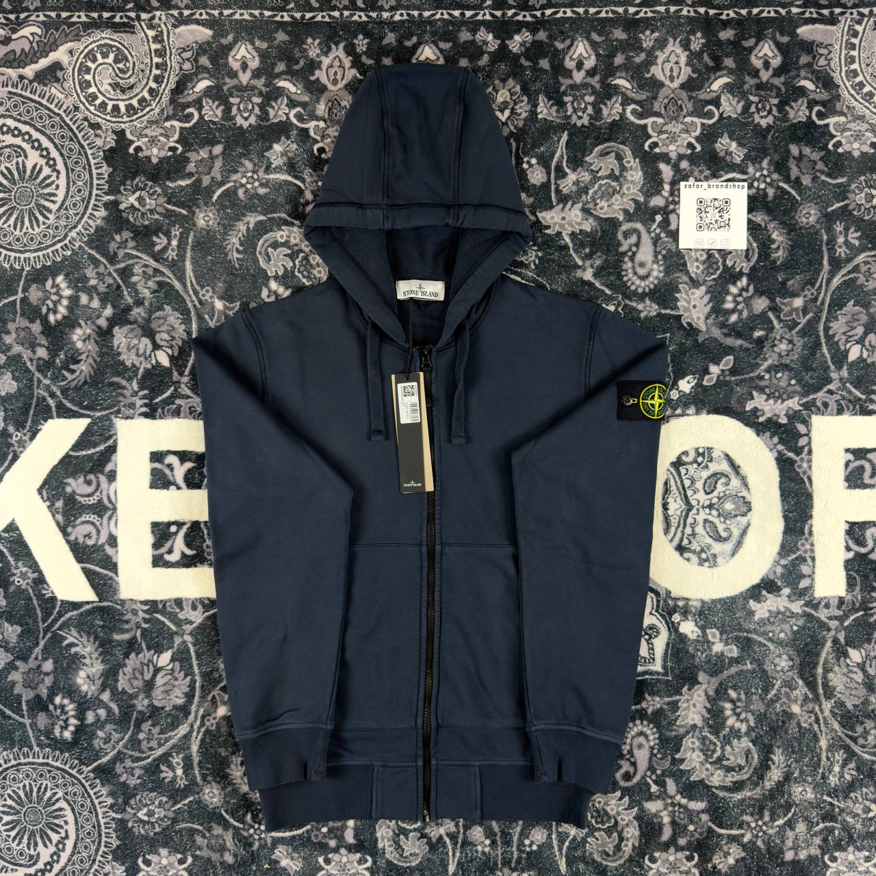 Stone island zip hoodie dark blue