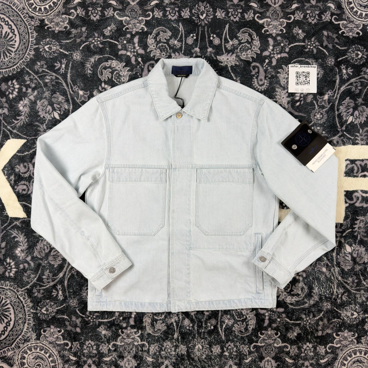 Stone island indigo denim ultra bleached jacket